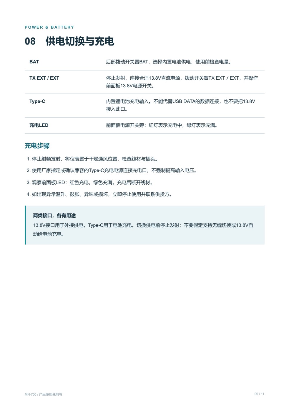 MN-700 原说明书第 9 页
